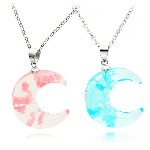 2020 latest fashion trend crescent transparent blue pink flower glass pendant necklace for women birthday wedding jewelry gift, Silver
2020 latest fashion trend crescent transparent blue pink flower glass pendant necklace for women birthday wedding jewelry gift, Silver
