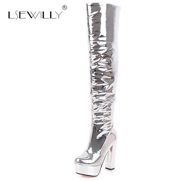 lsewilly fashion ladies over the knee boots patent leather silver platform stiletto thigh high heels footwear winter bar s779, Black
lsewilly fashion ladies over the knee boots patent leather silver platform stiletto thigh high heels footwear winter bar s779, Black
