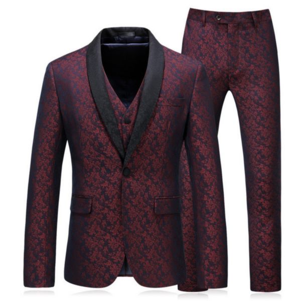 men's suit men's wine red printed business casual suit three-piece suit (jacket + pants + vest) wedding banquet formal suits, Black;gray
men's suit men's wine red printed business casual suit three-piece suit (jacket + pants + vest) wedding banquet formal suits, Black;gray