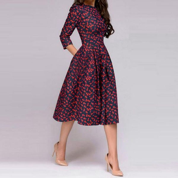 casual dresses summer women's vintage floral print dress elegant evening party 3/4 sleeves mid calf long#40, Black;gray
casual dresses summer women's vintage floral print dress elegant evening party 3/4 sleeves mid calf long#40, Black;gray