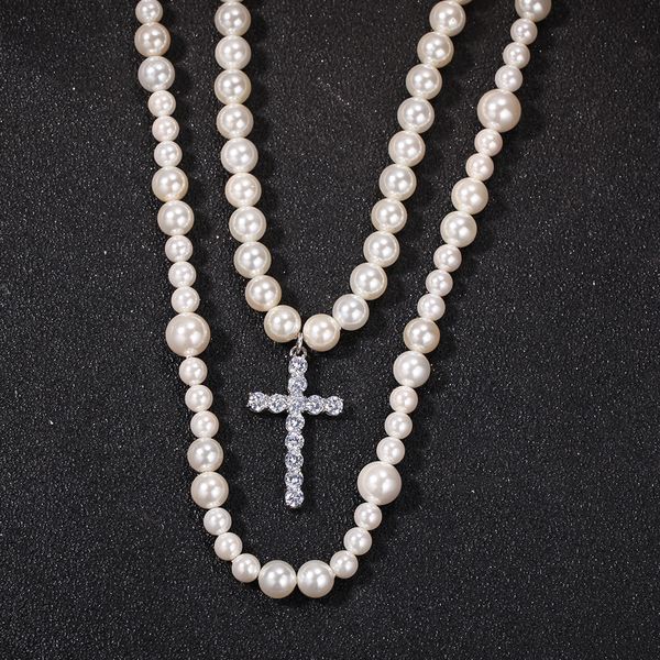 cross pendant double pearl necklace set,hiphop fashion neckalces,8-10mm mix pearl cross pendant necklace nns1315, Silver
cross pendant double pearl necklace set,hiphop fashion neckalces,8-10mm mix pearl cross pendant necklace nns1315, Silver