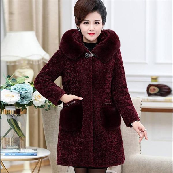 women 2020 new winter faux sheep sheared coat female mid-length artificial collar warm overcoat mother clothes t192, Black
women 2020 new winter faux sheep sheared coat female mid-length artificial collar warm overcoat mother clothes t192, Black