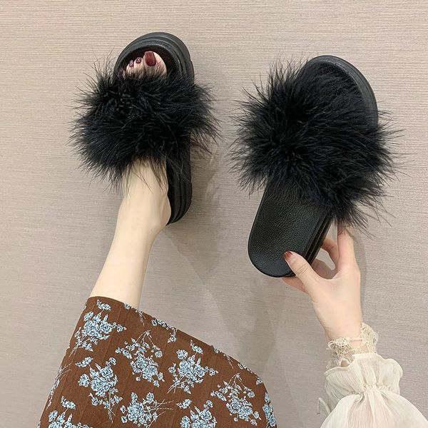 2020 summer new plush slippers female fashion wild wear sandals non-slip thick bottom increased word slippers x082, Black
2020 summer new plush slippers female fashion wild wear sandals non-slip thick bottom increased word slippers x082, Black