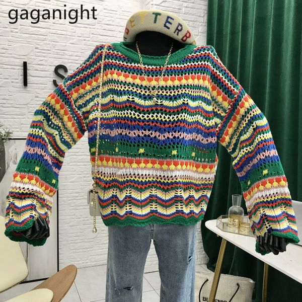 gaganight fashion women colorful striped cropped sweater hollow out autumn pullover girls loose pull femme sweet chic korean, White;black
gaganight fashion women colorful striped cropped sweater hollow out autumn pullover girls loose pull femme sweet chic korean, White;black