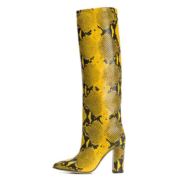 lucky2020 serpentine yellow pink pu pointed thick high heel knee-high boots winter fashion large size, Black
lucky2020 serpentine yellow pink pu pointed thick high heel knee-high boots winter fashion large size, Black