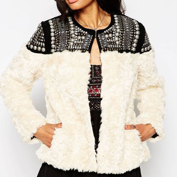 savabien women furry faux fur coat long sleeve patchwork beading luxury fur jacket coats autumn winter overcoat female, Black
savabien women furry faux fur coat long sleeve patchwork beading luxury fur jacket coats autumn winter overcoat female, Black