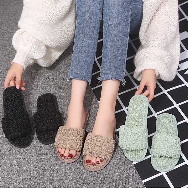 slippers low flock flat slides fashion plush fur flip flops soft comfortable pure color household, Black
slippers low flock flat slides fashion plush fur flip flops soft comfortable pure color household, Black