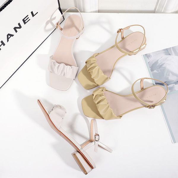 2020 summer women sandals elegant pleated square low heels 3cm gold heels ankle strap causal beach slippers solid flats, Black
2020 summer women sandals elegant pleated square low heels 3cm gold heels ankle strap causal beach slippers solid flats, Black