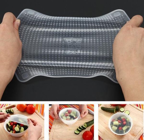 new 4pcs multifunctional food fresh keeping saran wrap kitchen tools reusable silicone wraps seal vacuum cover lid stretch
new 4pcs multifunctional food fresh keeping saran wrap kitchen tools reusable silicone wraps seal vacuum cover lid stretch