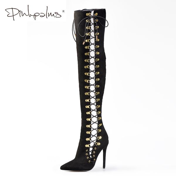 pink palms shoes women winter over the knee boots women high heels cross tied motorcycle boots thigh high, Black
pink palms shoes women winter over the knee boots women high heels cross tied motorcycle boots thigh high, Black