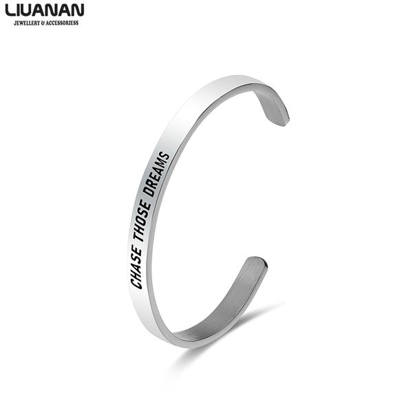 inspirational chase dreams stainless steel bangles for women men gift engraved metal jewelry graduation gift, Black
inspirational chase dreams stainless steel bangles for women men gift engraved metal jewelry graduation gift, Black