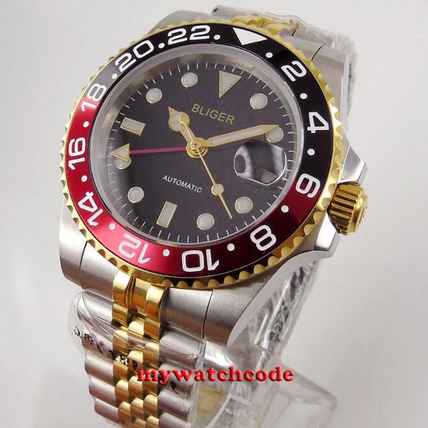 40mm bliger gold plated coated black dial sapphire glass rose gold coated stainless steel case gmt hand luxury men watch, Slivery;brown
40mm bliger gold plated coated black dial sapphire glass rose gold coated stainless steel case gmt hand luxury men watch, Slivery;brown