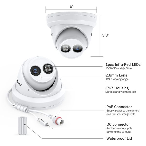 4PCS Ultra HD 8MP POE Camera 4K Outdoor IP67 Weatherproof Security Network Dome EXIR Night Vision Email Alert CCTV Kit
4PCS Ultra HD 8MP POE Camera 4K Outdoor IP67 Weatherproof Security Network Dome EXIR Night Vision Email Alert CCTV Kit