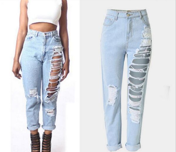 women's jeans ladies cotton denim ankle length pants stretch hole womens bleach ripped loose ninth for female, Blue
women's jeans ladies cotton denim ankle length pants stretch hole womens bleach ripped loose ninth for female, Blue