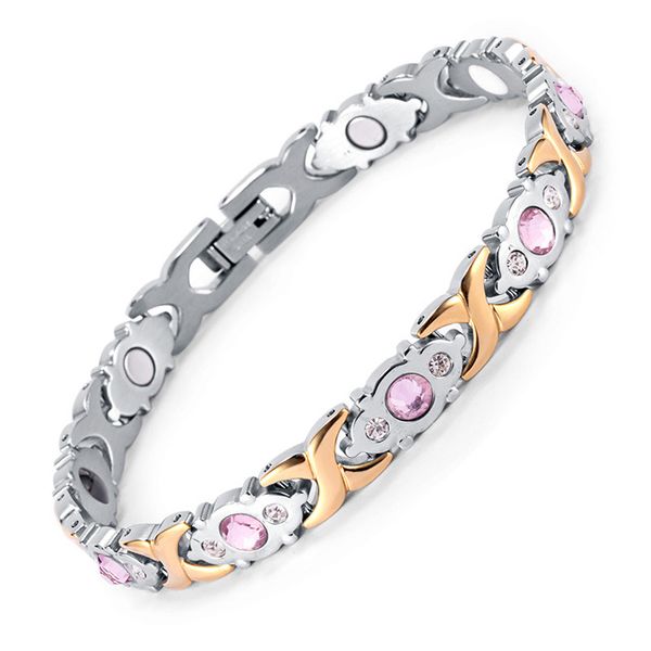 link, chain female bracelet shiny crystal stainless steel fashion health jewelry magnetic hologram charm & link bangle, Black
link, chain female bracelet shiny crystal stainless steel fashion health jewelry magnetic hologram charm & link bangle, Black