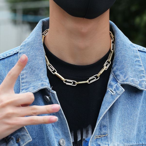 fashion hip hop jewelry men and women simple 14k gold pendant diamond safety pin link necklace, Silver
fashion hip hop jewelry men and women simple 14k gold pendant diamond safety pin link necklace, Silver