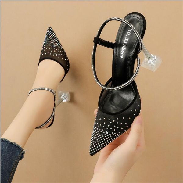 dress shoes transparent crystal high heel sandals women pointed toe goblet heels summer shinny party woman pumps, Black
dress shoes transparent crystal high heel sandals women pointed toe goblet heels summer shinny party woman pumps, Black