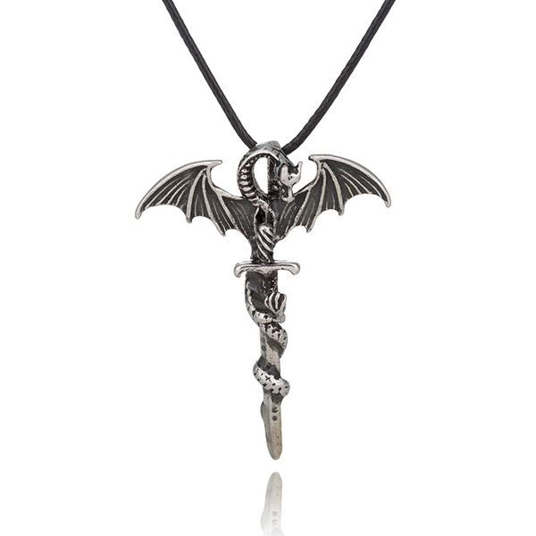 new leather men choker glow luminous long chain necklace creative necklace pterosaur hiphop, Silver
new leather men choker glow luminous long chain necklace creative necklace pterosaur hiphop, Silver
