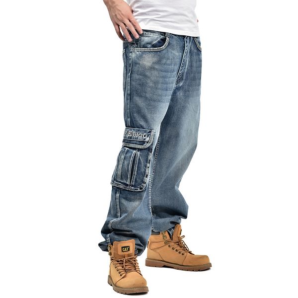 men's jeans 2021 blue baggy with side pockets hip hop designer brand skateboard pants loose style plus size 30-46 
men's jeans 2021 blue baggy with side pockets hip hop designer brand skateboard pants loose style plus size 30-46
