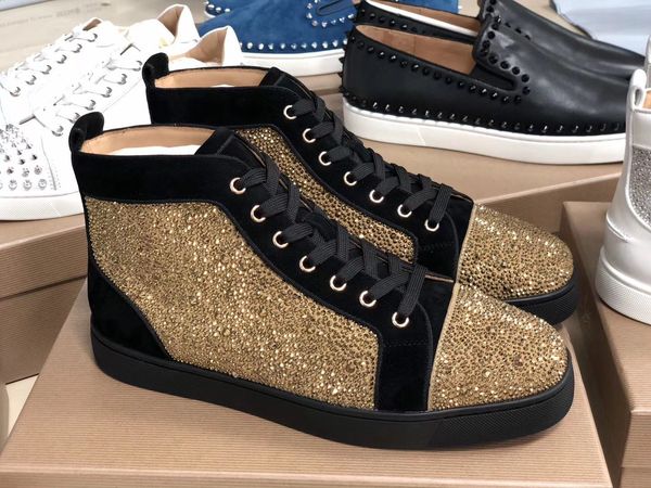 2020 prefer brands spikes & strass high red bottom sneakers designer casual shoes party wedding red sole trainers eu35-47, Black
2020 prefer brands spikes & strass high red bottom sneakers designer casual shoes party wedding red sole trainers eu35-47, Black