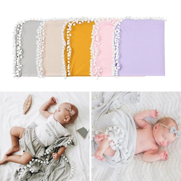 

baby soft cotton muslin swaddle blankets pom pom swaddle wrap newborn pgraphy blanket super soft blankets infant props