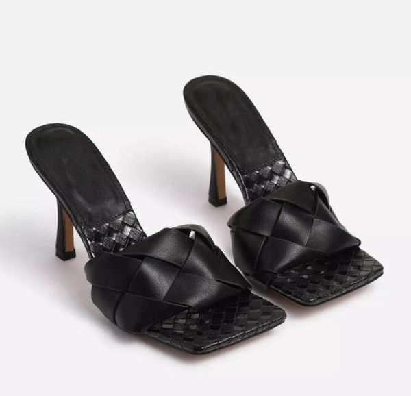 women's slippers solid color black and white braided square toe fish mouth casual comfortable stiletto heels 
women's slippers solid color black and white braided square toe fish mouth casual comfortable stiletto heels
