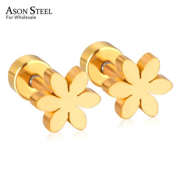asonsteel flower screw stud earrings trendy style gold color stainless steel earrings for women/girl accessories mujer, Golden;silver
asonsteel flower screw stud earrings trendy style gold color stainless steel earrings for women/girl accessories mujer, Golden;silver