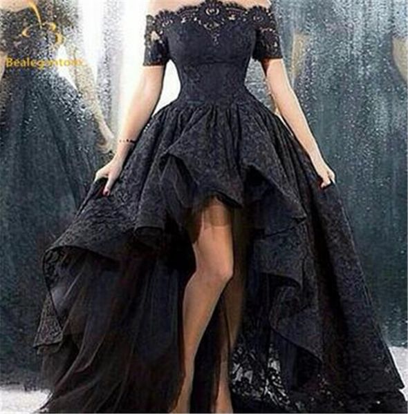 2020 new hi-lo prom dresses off shoulder lace off the shoulder plus size formal party dress pageant formal evening gowns, Black;red
2020 new hi-lo prom dresses off shoulder lace off the shoulder plus size formal party dress pageant formal evening gowns, Black;red