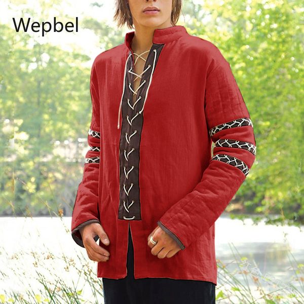 men's casual shirts wepbel upper garment bandage medieval vintage plus size stand-up collar strap long-sleeved shirt, White;black
men's casual shirts wepbel upper garment bandage medieval vintage plus size stand-up collar strap long-sleeved shirt, White;black