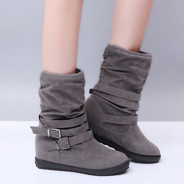 2020 winter women's boots fashion buckle low heel casual women suede round head wedge heel snow boots zapatos de mujer d1431, Black
2020 winter women's boots fashion buckle low heel casual women suede round head wedge heel snow boots zapatos de mujer d1431, Black
