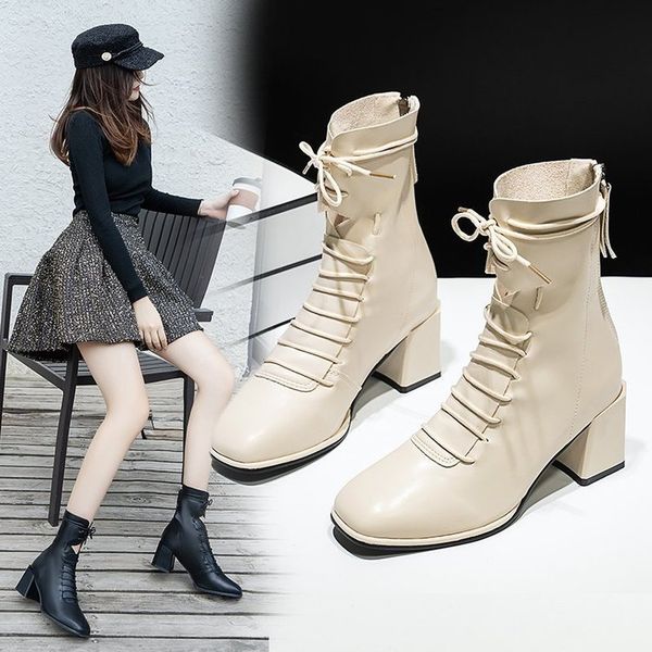 fashion woman ankle boots genuine leather handmade autumn winter boots cross-tied high heels woman, Black
fashion woman ankle boots genuine leather handmade autumn winter boots cross-tied high heels woman, Black