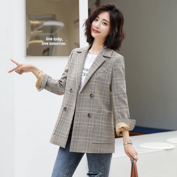 vintage single breasted office ladies plaid blazer long sleeve loose houndstooth suit coat jacket women blazers female 2020, White;black
vintage single breasted office ladies plaid blazer long sleeve loose houndstooth suit coat jacket women blazers female 2020, White;black