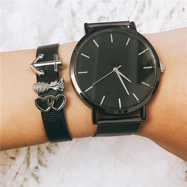 tennis vinnie design jewelry black keeper mesh bracelet set with stainless steel wristwatch as gift, Golden;silver
tennis vinnie design jewelry black keeper mesh bracelet set with stainless steel wristwatch as gift, Golden;silver