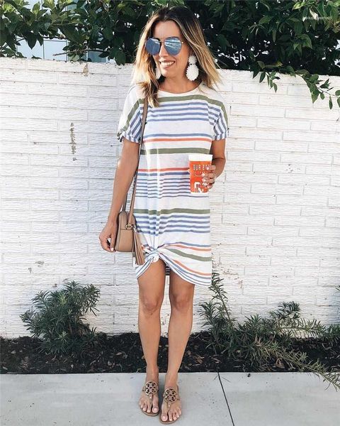 neck striped short-sleeved female dress female above knee clothing summer summer designers womans dresss fashion round, Black;gray
neck striped short-sleeved female dress female above knee clothing summer summer designers womans dresss fashion round, Black;gray