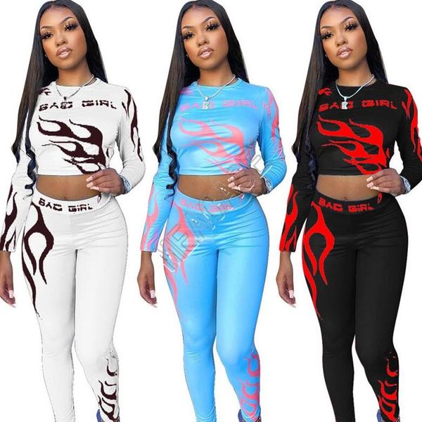 designers women bad girls fire letters tracksuits long sleeve outfits pullover crop t-shirt + pants legging sport suit 2pcs/set d82808, White
designers women bad girls fire letters tracksuits long sleeve outfits pullover crop t-shirt + pants legging sport suit 2pcs/set d82808, White