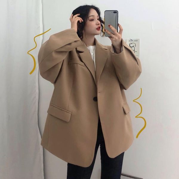 fashion autumn women overisze blazers and jackets work office lady suit slim single button business female loose blazer coat, White;black
fashion autumn women overisze blazers and jackets work office lady suit slim single button business female loose blazer coat, White;black