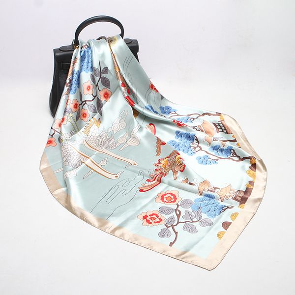 90*90cm 2020 new women's chinese style printed silk big scarf women's versatile light luxury scarves grade gift scarves, Blue;gray
90*90cm 2020 new women's chinese style printed silk big scarf women's versatile light luxury scarves grade gift scarves, Blue;gray
