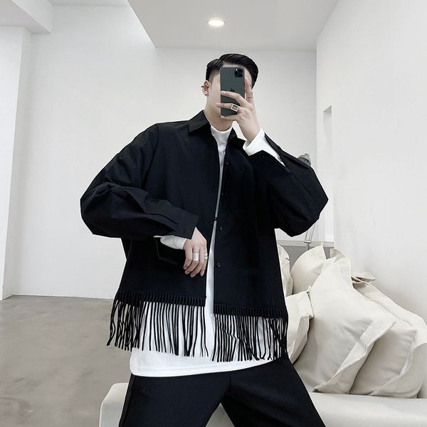 men's casual shirts 2021 autumn fashion tassel oversized shirt men vintage short dj singer stage costume punk hip hop blouse, White;black
men's casual shirts 2021 autumn fashion tassel oversized shirt men vintage short dj singer stage costume punk hip hop blouse, White;black