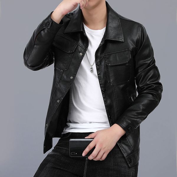 2020 new autumn man design motorcycle bomber leather coats men turn-down collar slim fit male leather short solid jacket k163, Black
2020 new autumn man design motorcycle bomber leather coats men turn-down collar slim fit male leather short solid jacket k163, Black
