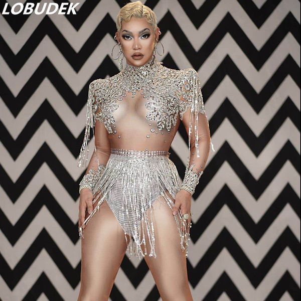 silver sequins tassel nude spandex bodysuit long sleeve fringe dance costume nightclub bar dj singer dancer show stage wear, Black;white
silver sequins tassel nude spandex bodysuit long sleeve fringe dance costume nightclub bar dj singer dancer show stage wear, Black;white