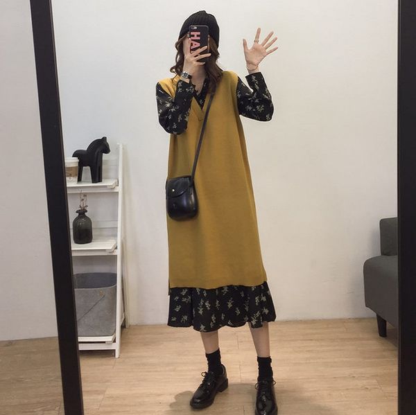 2020 autumn suit fashion new korean style floral large size loose dress mid-length two-piece dress for women ddvii, Gray
2020 autumn suit fashion new korean style floral large size loose dress mid-length two-piece dress for women ddvii, Gray