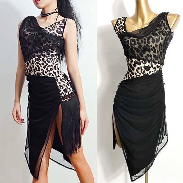 latin dance dress summer women's fringed dance wear sleeveless practice clothes leopard dress latino rumba tango dancing costume, Black;red
latin dance dress summer women's fringed dance wear sleeveless practice clothes leopard dress latino rumba tango dancing costume, Black;red