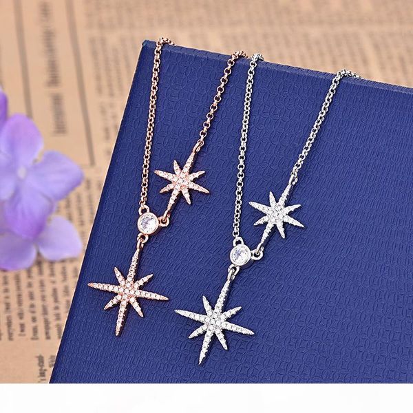 european and american fashion zircon star rose gold color pendant necklace simple and elegant temperament clavicle chain sweater chain, Silver
european and american fashion zircon star rose gold color pendant necklace simple and elegant temperament clavicle chain sweater chain, Silver