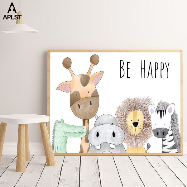 be happy nursery room prints painting on canvas animals hippo giraffe monkey lion poster picture home decor for kids baby room
be happy nursery room prints painting on canvas animals hippo giraffe monkey lion poster picture home decor for kids baby room