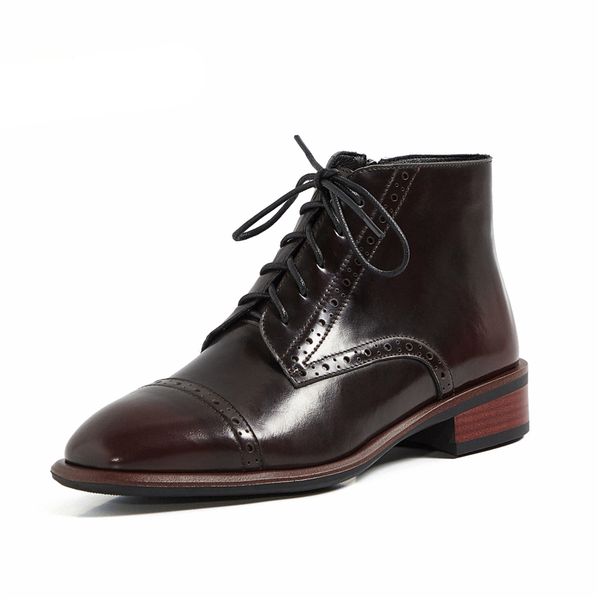 women winter ankle boots genuine leather woman shoes 2020 fashion retro round toe lace-up short boots ladies, Black
women winter ankle boots genuine leather woman shoes 2020 fashion retro round toe lace-up short boots ladies, Black