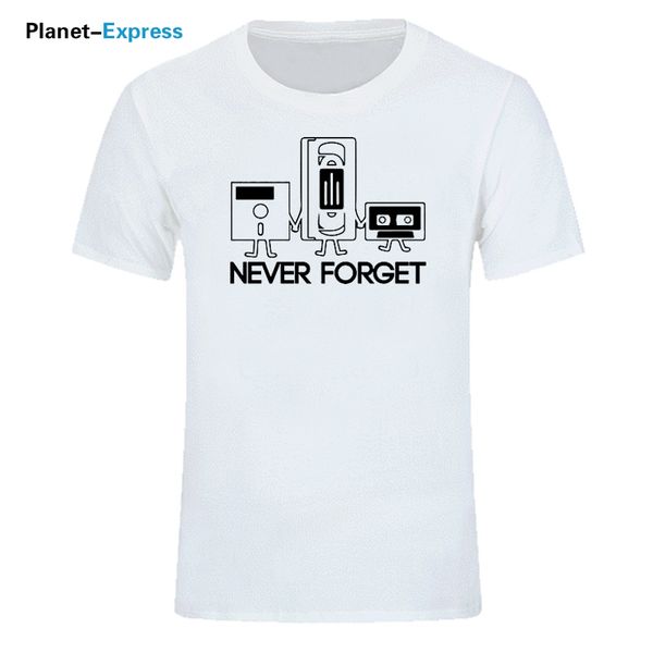 new fashion t-shirts men short sleeve never forget floppy disc vhs cassette tech geek print t shirts male cotton plus size, White;black 
new fashion t-shirts men short sleeve never forget floppy disc vhs cassette tech geek print t shirts male cotton plus size, White;black