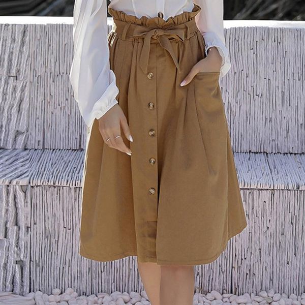 womens summer new belted bow skirt summer solid color knotted large pocket single breasted skirt with pockets, Black
womens summer new belted bow skirt summer solid color knotted large pocket single breasted skirt with pockets, Black