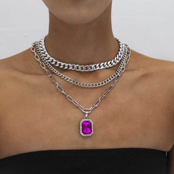 luxury punk multi layer curb cuban chunky thick portrait choker necklace women vintage purple zircon pendant necklace jewelry, Silver
luxury punk multi layer curb cuban chunky thick portrait choker necklace women vintage purple zircon pendant necklace jewelry, Silver