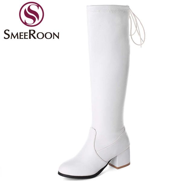 smeeroon plus size 34-45 new women boots solid color autumn winter shoes woman soft pu leather knee high boots, Black
smeeroon plus size 34-45 new women boots solid color autumn winter shoes woman soft pu leather knee high boots, Black