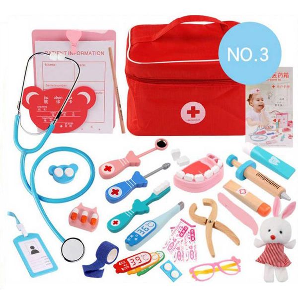 Wooden Toy Pretend Play Doctor Set Nurse Injection Medical Kit Role Play Educational Simulation Doctor Tools Kids Toys Girl Gifts